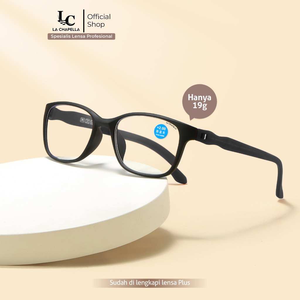 La Chapella Kacamata Baca Anti Blueray Frame Oval Plus Progressive Modern TR-90 Lentur Pria Wanita K