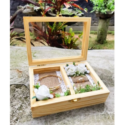 Kotak Cincin 2 in 1/ Kotak Kayu/ Kotak Jati/ Box Cincin Rustic/ Box Antam