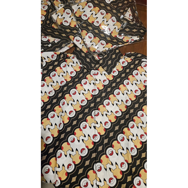Kemeja Batik Pria tangan pendek Pokemon / Batik Pikachu