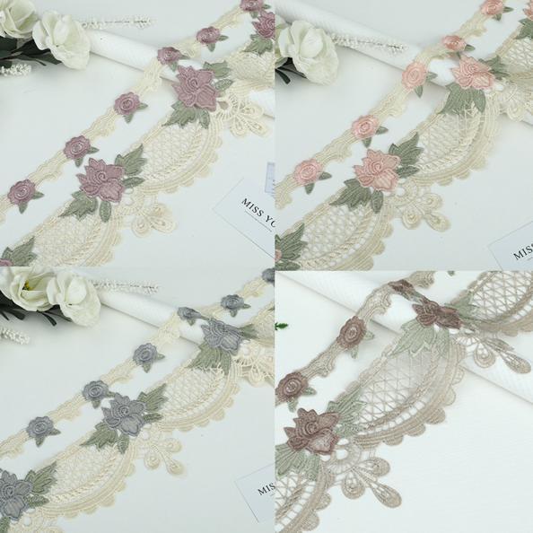 Renda Giper/ Gyper Bordir Besar Mawar Rumbai