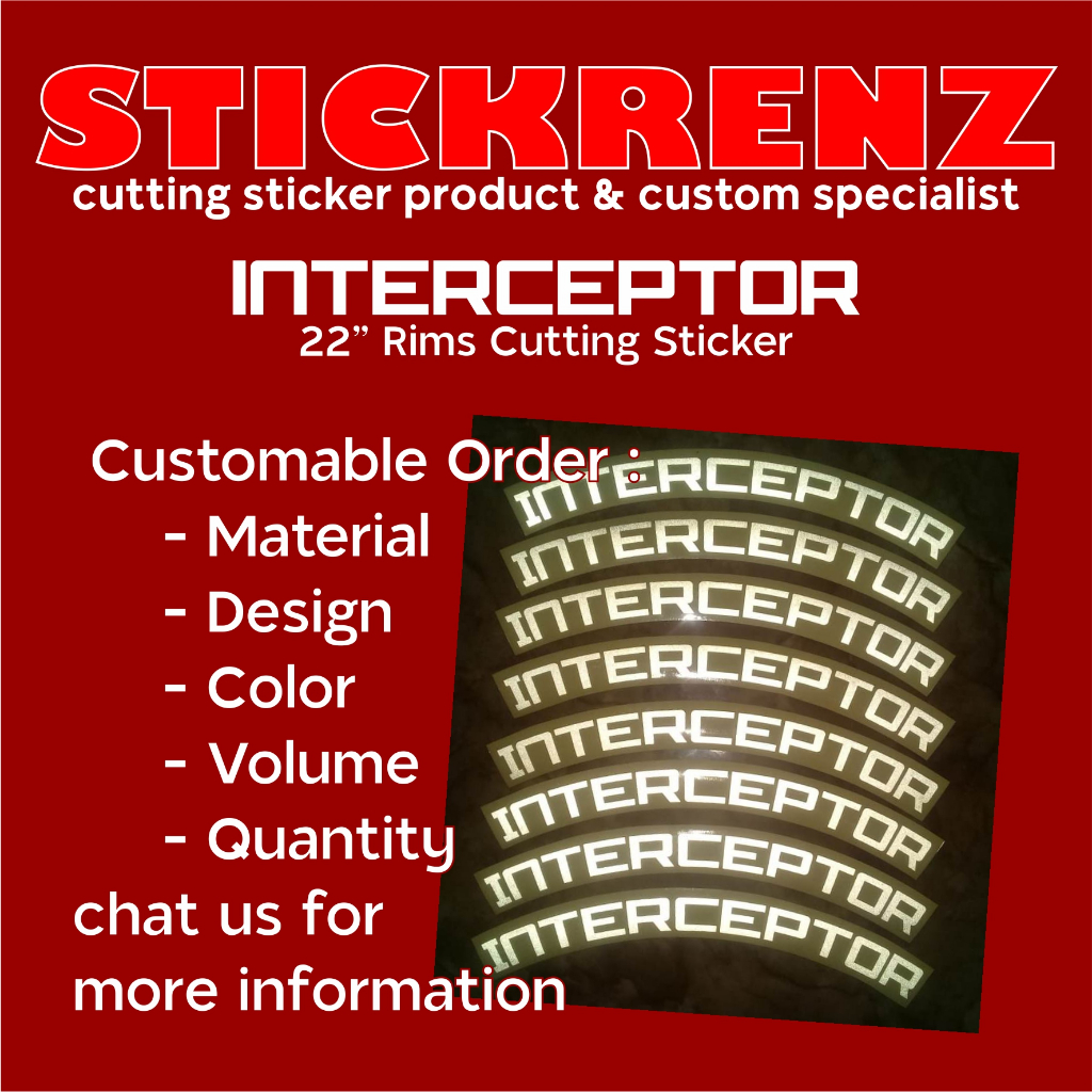 Cutting Sticker Stiker Velg Rims Sepeda Lipat 22" Interceptor 02