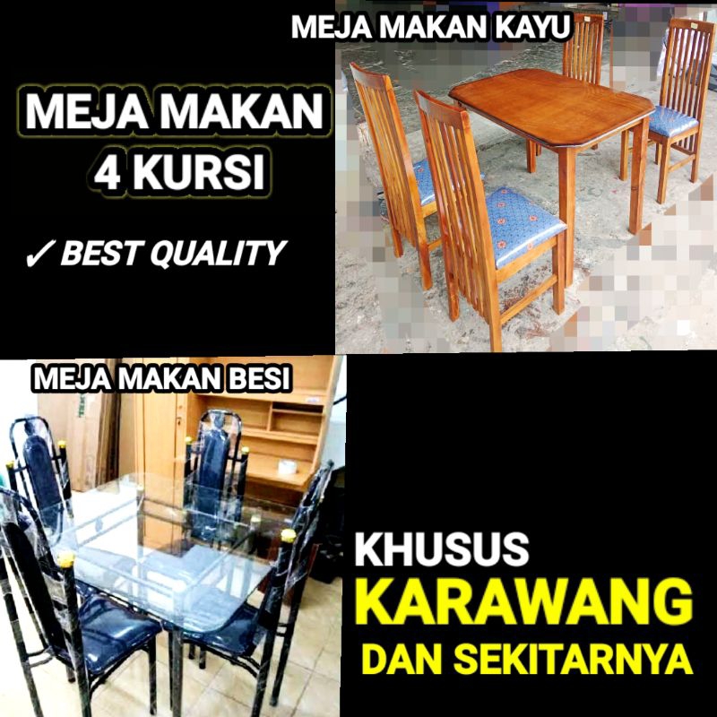 MEJA MAKAN KAYU 4 KURSI / MEJA MAKAN BESI 4 KURSI / MEJA MAKAN KACA 4 KURSI