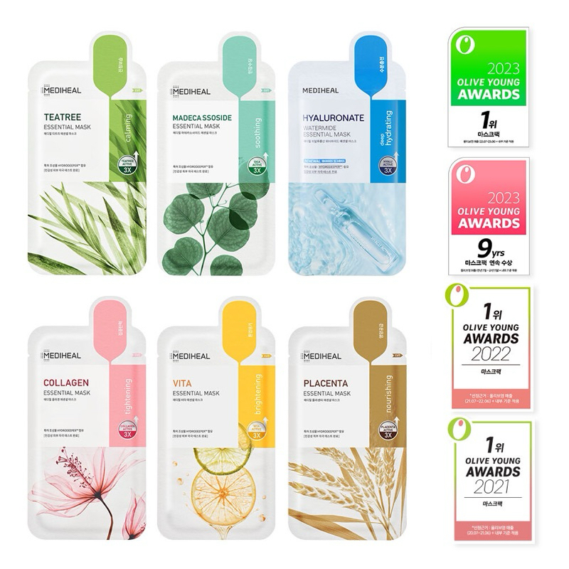 (PO KOREA) OLIVE YOUNG - MEDIHEAL ESSENTIAL SHEET MASK - ORIGINAL KOREA