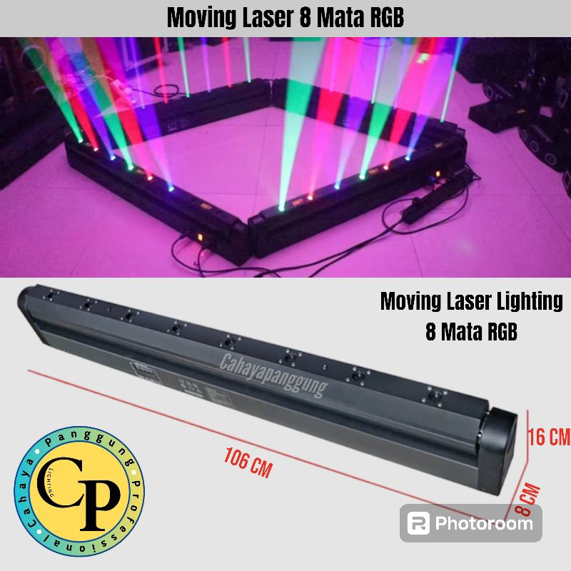 Lampu Panggung Laser 8 Mata Moving Lighting RGB