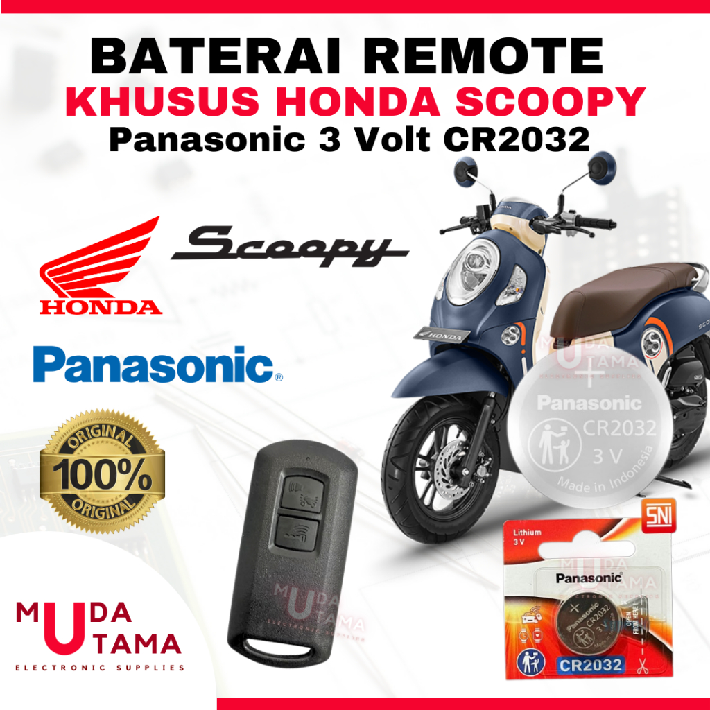 Baterai Remote HONDA SCOOPY - ORIGINAL PANASONIC CR2032 | Battery Remote HONDA SCOOPY | Baterai Kunc
