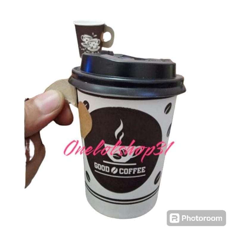 Isi 50pcs Paper Cup 9oz Handle / Gelas Kertas Paper 9oz Gagang Motif