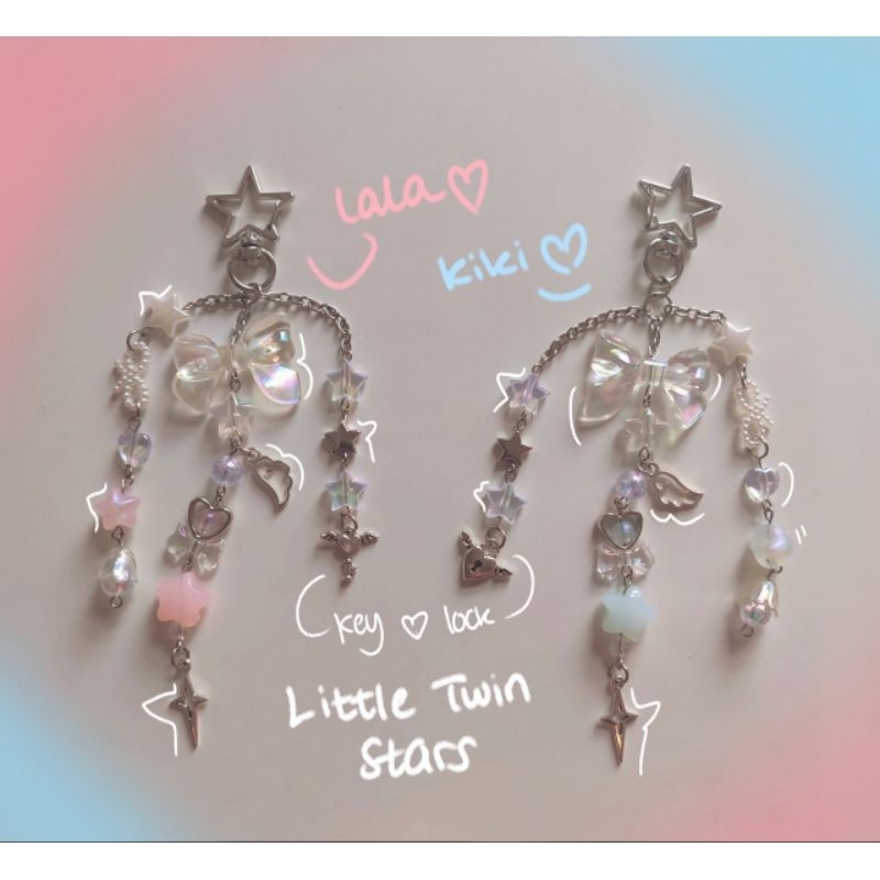little twin stars keychain | matching keychain | friendship keychain | sanrio | kiki and lala