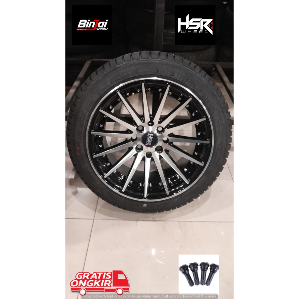 paket ban velg tsukuba ring 15x7/8 h8x100/114,3 cocok di mobil brio ayla
