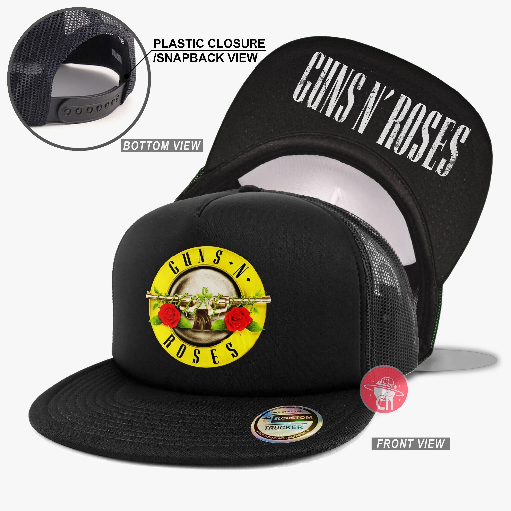 Guns N Roses Snapback /Topi Trucker /Topi Jaring /Trucker Hat /Trucker Cap /Topi Original /Topi Pria