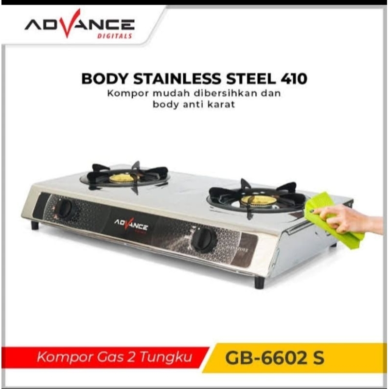 Kompor gas 2 tungku Advance, kompor gas 2 tungku HC, kompor gas 2 tungku, stainless steel