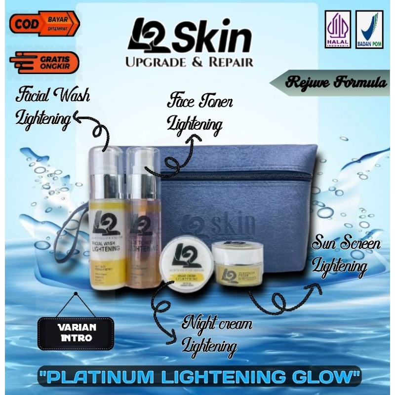 Paket L2 Skin Platinum Lightening Glow Varian Intro Paket Skincare BPOM Menghilangkan Flek Dan Mence