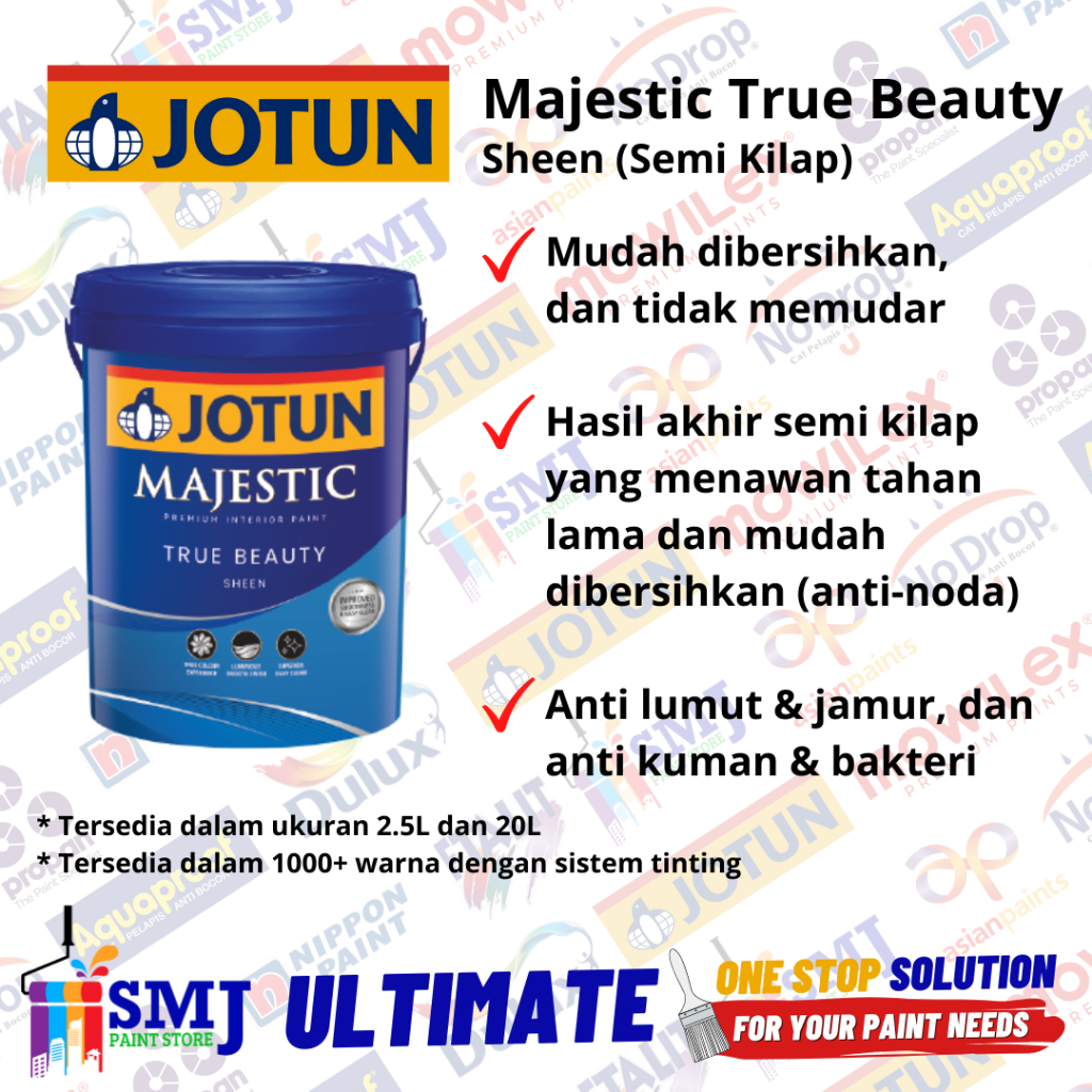 Cat Tembok Interior JOTUN MAJESTIC TB SHEEN Warna White 0001 20L