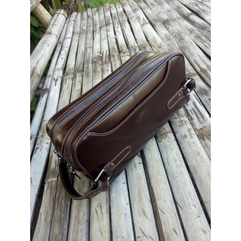 Tas kulit kembung wrn coklat produk tanggulangin