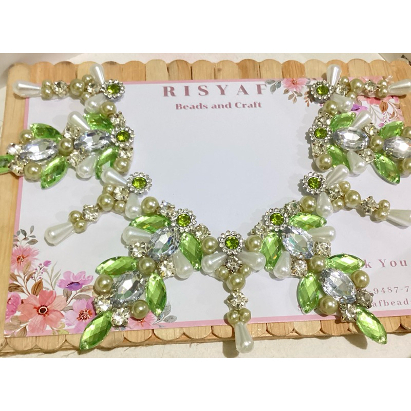 PAYET LEHER/PAYET RANGKAI KRISTAL SAGE