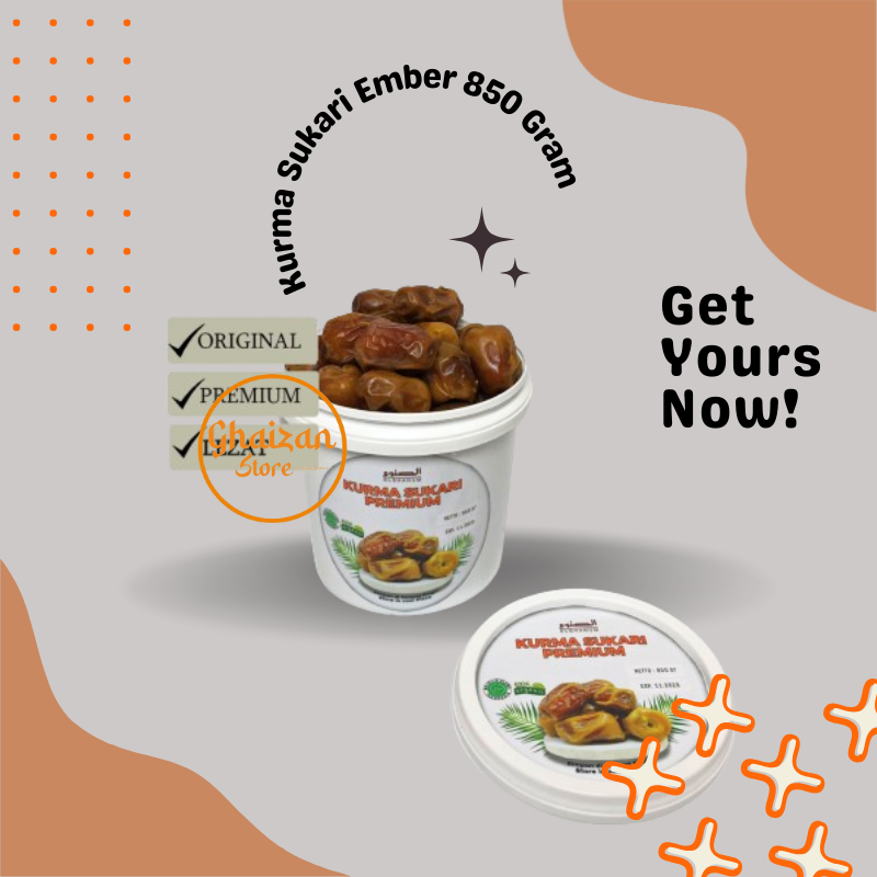 

Kurma SUKARI Ember Al-Qossim 850 Gram / Sukkari Ember Premium Kualitas 100% SUPER PREMIUM