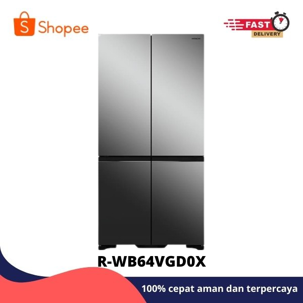 (Khusus Luar Kota) Kulkas Hitachi R-WB64VGD0X MIR 569 Liter Inverter RWB64VGD0 Mirror