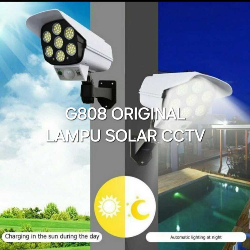 G808 LAMPU SOLAR LED REMOTE TENAGA SURYA PANEL CAHAYA PUTIH WHITE WATERPROOF MODEL LAMP CCTV ANTI A