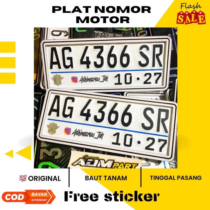 PLAT MOTOR WARNA PUTIH//PLAT NOMOR MOTOR KARBON//PLAT NOMOR MOTOR BAUT TANAM