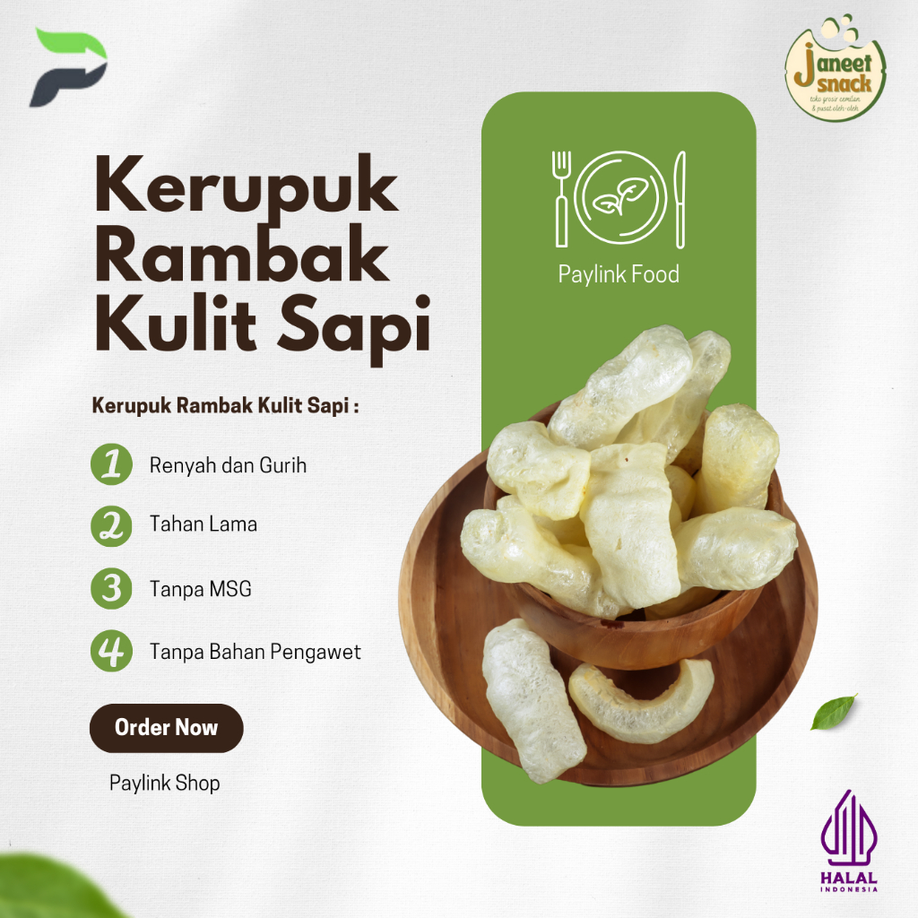 

KERUPUK KULIT SAPI ASLI KUALITAS SUPER | KERUPUK RAMBAH KULIT SAPI | 200G | 250G