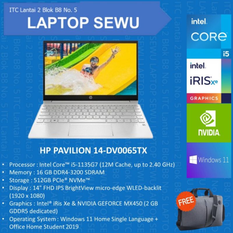 HP Pavilion 14 DV0065TX i5 1135G7 16GB 512GB SSD MX450 2GB W11+OHS SILVER