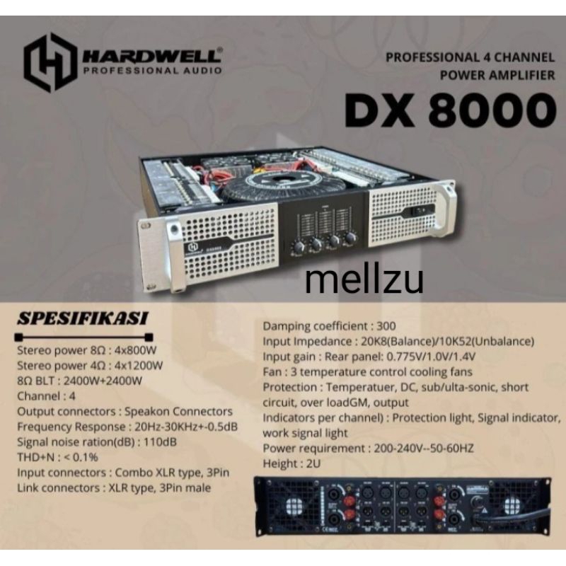 Power Hardwell DX 8000 Original Amplifier HARDWELL DX8000 4 Channel