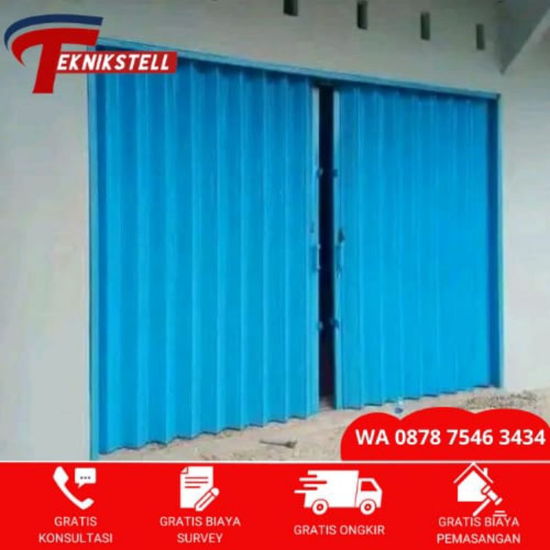 Folding Gate Besi Slat Daun 0.7mm  / Pintu Ruko / Pintu Warung / Pintu Rolling Door / Pintu Dorong /