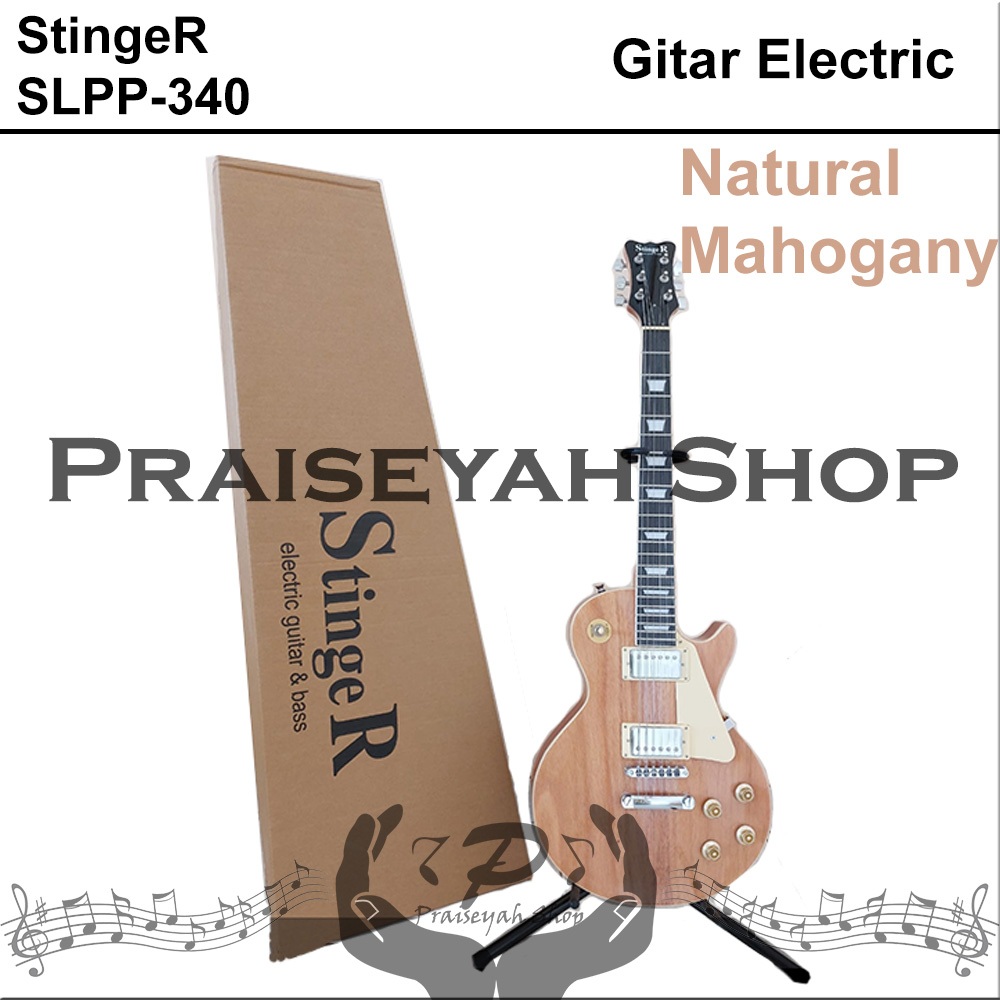 Stinger Gitar Listrik SLPP-340 Natural Mahogany Guitar Electric