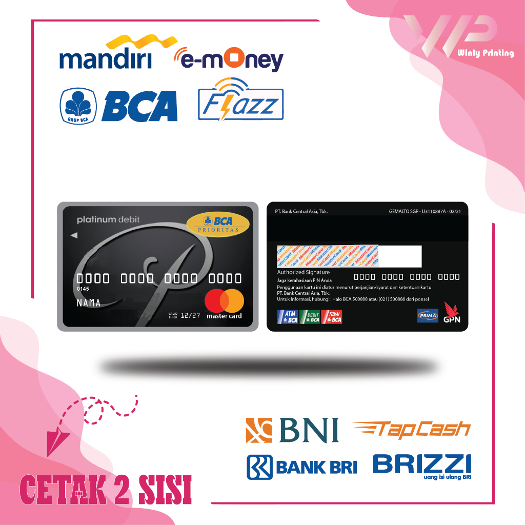 KARTU EMONEY DEBIT KREDIT BCA PRIORITAS BLACK MANDIRI FLAZZ BCA GEN 2 BNI TAPCASH BRIZZI BRI- 2 SISI