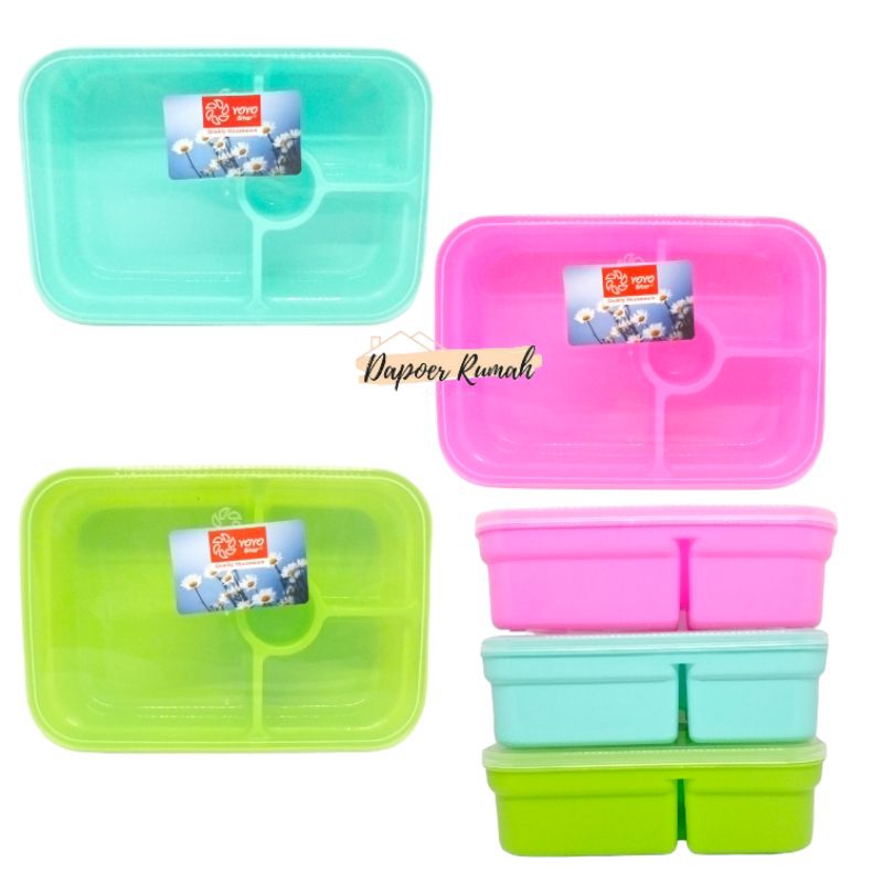 Kotak Makan Lunch Box 4 Sekat / Kotak Bekal Makan Anak / Ompreng