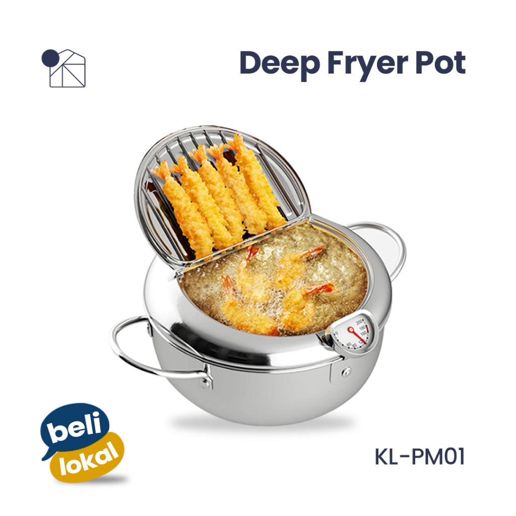 Kanso Living Deep Fryer Panci Pot Wajan Penggorengan Thermometer