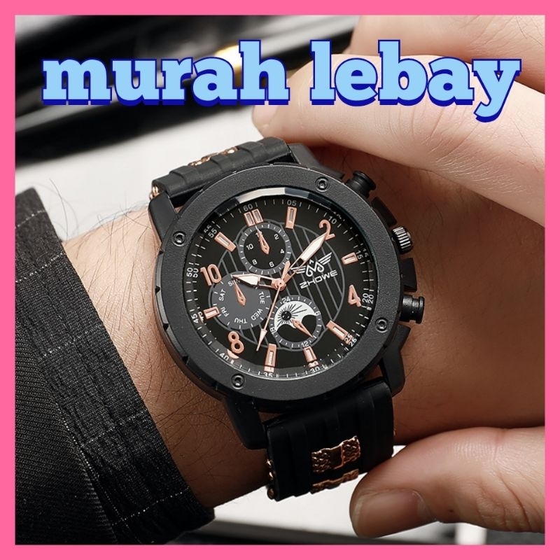 [Bigsale_Indonesia]Jam Tangan Pria Trendi Fashion Baru Jam Tangan Silikon Tiga Mata Palsu