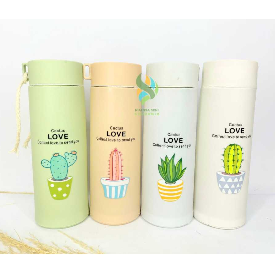 Souvenir Botol Kaca Minum Botol Motif Cactus Love Termos Kaca Tumbler Minum Botol Kaktus