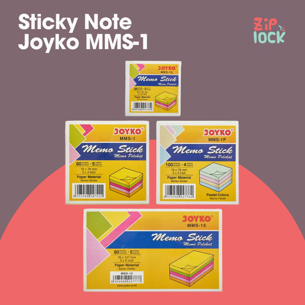 

Memo Stick Kertas Memo Tempel Sticky Note Joyko MMS-1 5 Warna