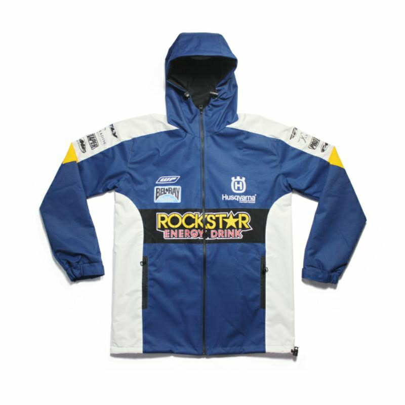 Jaket Husqvarna Rockstar Waterproof Navy - Jaket Waterproof Husqvarna Rockstar - Jaket Trail - Jaket