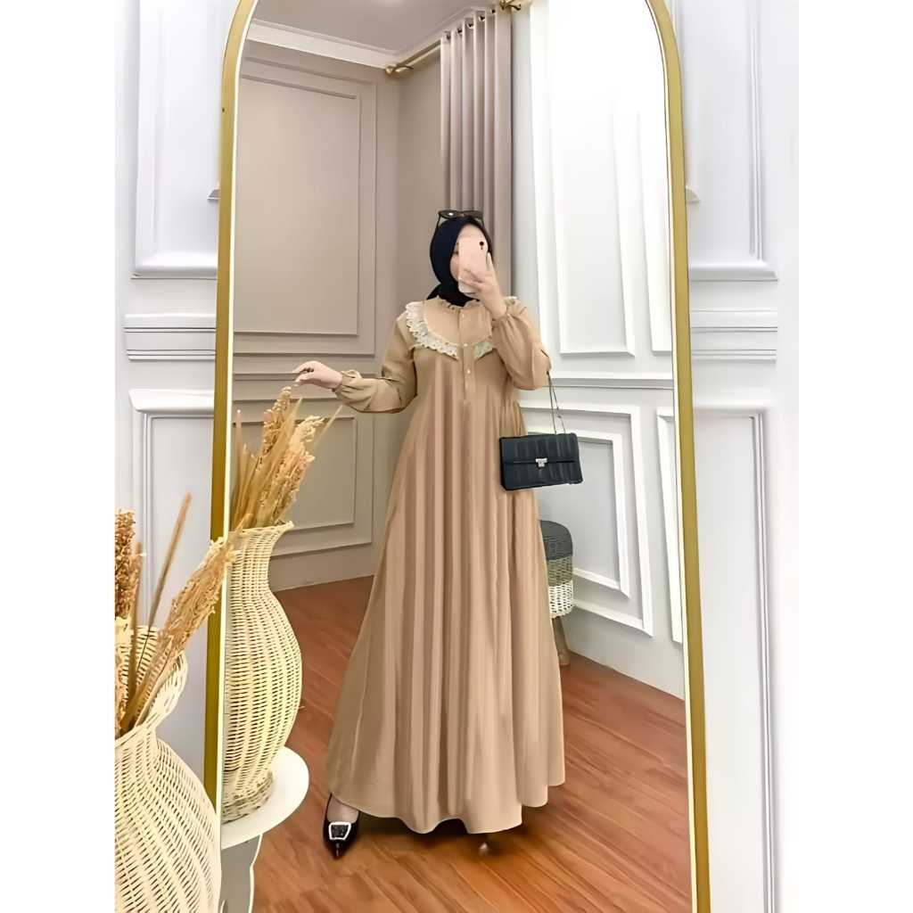gamis lebaran 2024 gamis wanita terbaru model renda gamis premium