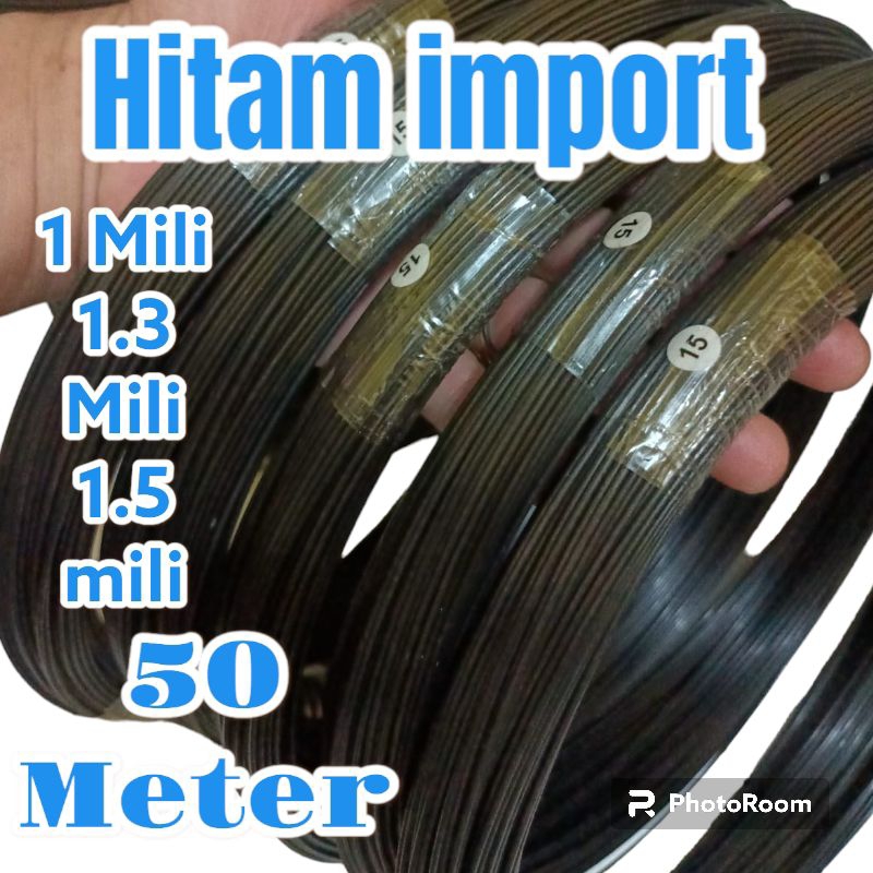 Jeruji fiber hitam 1.0- 1.3 - 1.5 1.8 -2 -2.2 mili 50 meter
