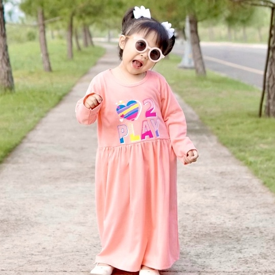 Best Delivery  Gamis Anak Perempuan Terbaru Motif Sablon Bahan Katun Premium Brand Lokal Kelfi Fashi