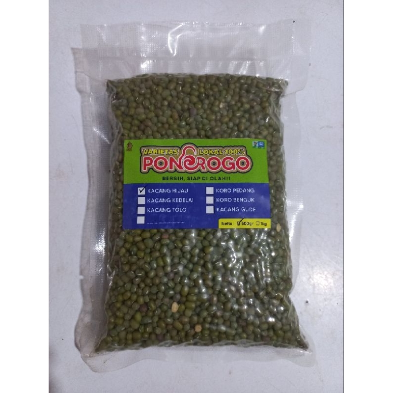 

kacang hijau lokal organik 500gr & 1kg, sdh dibersihkan siap masak, kmsn vakum