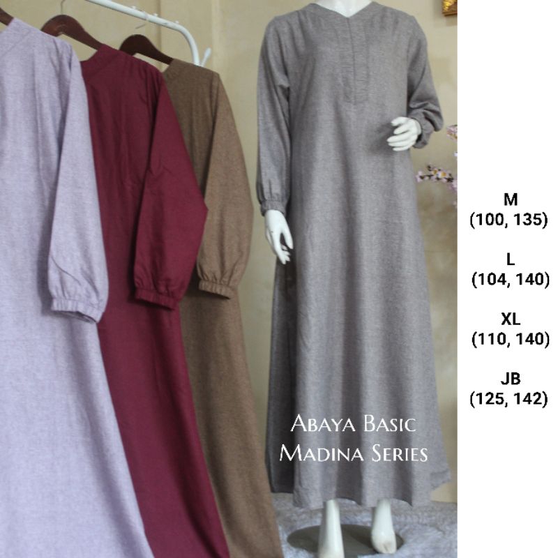 Gamis Polos Katun Madina Lengkap Size