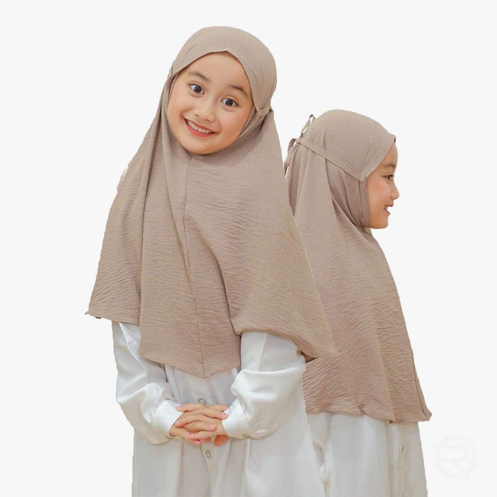 Bergo Crikle Airflow Anak TK-SD Hijab Bergo Maryam Tali Non Ped