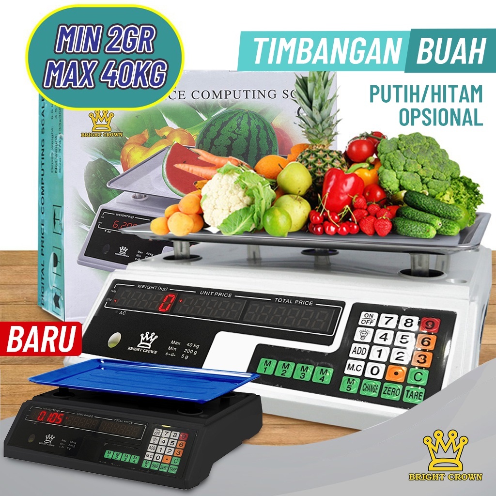 Bright Crown Timbangan Buah Digital 40kg Double Display Digital Computing Scale 3 motif