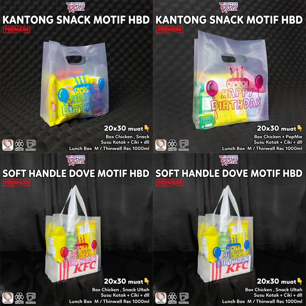 

RB Softhandle Bag 20x30 Motif Thank You Isi 50 Plastik Bingkisan Snack Ultah / Tas Souvenir Hajatan