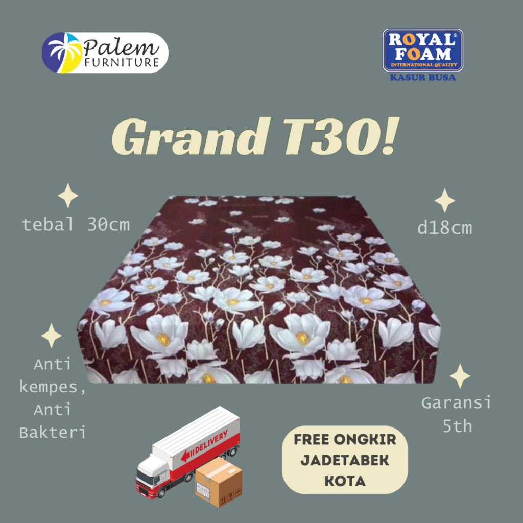 KASUR BUSA ROYAL GRAND TEBAL 30 CM GARANSI 5 TAHUN FREE ONGKIR JABODETABEK