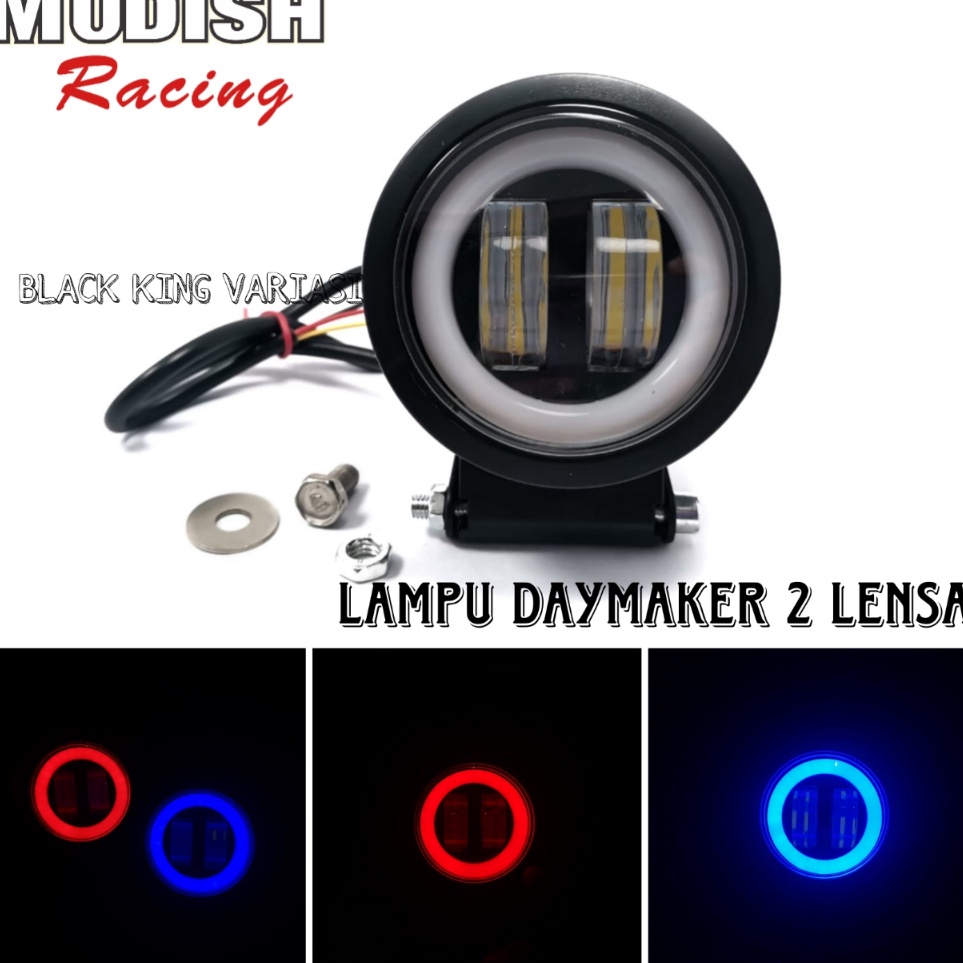 Murah Lampu LED Tembak Sorot Bulat 2 Watt 4D Mobil Motor Daymaker Lampu Tembak Daymaker Plus Angel E