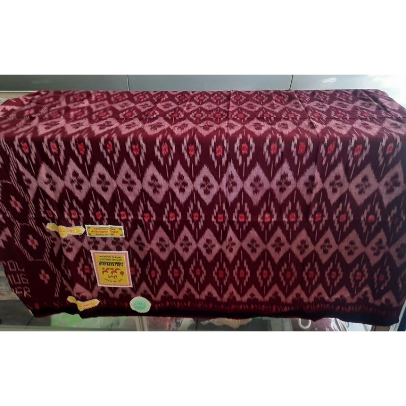 Sarung Goyor Jabal Barbara Tenun ATBM Warna Merah Dan Hijau Santri Bahan Rayon Toldem Goyor export Q