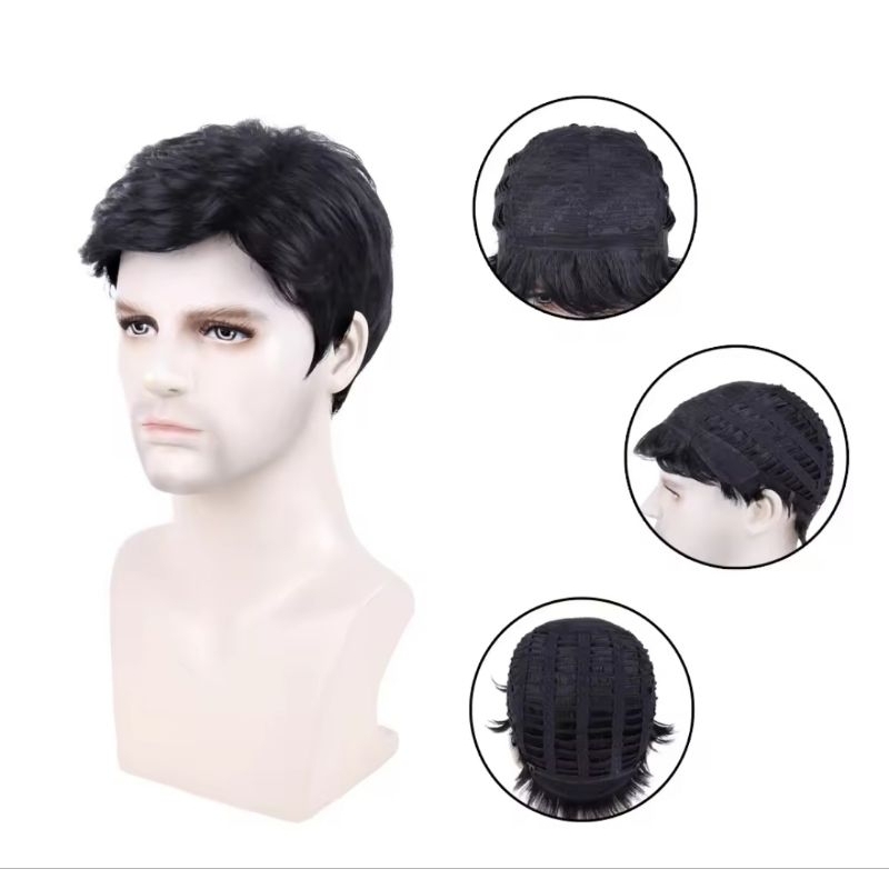 TERBARU WIG RAMBUT PRIA HITAM PENDEK MODEL RAMBUT PRIA KANTORAN