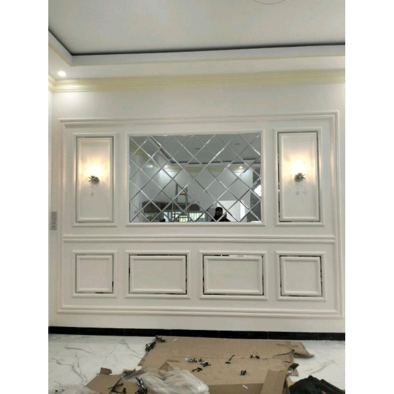 100 x 200 cm cermin bevel wajik custom 3 mili  bevel 1 cm
