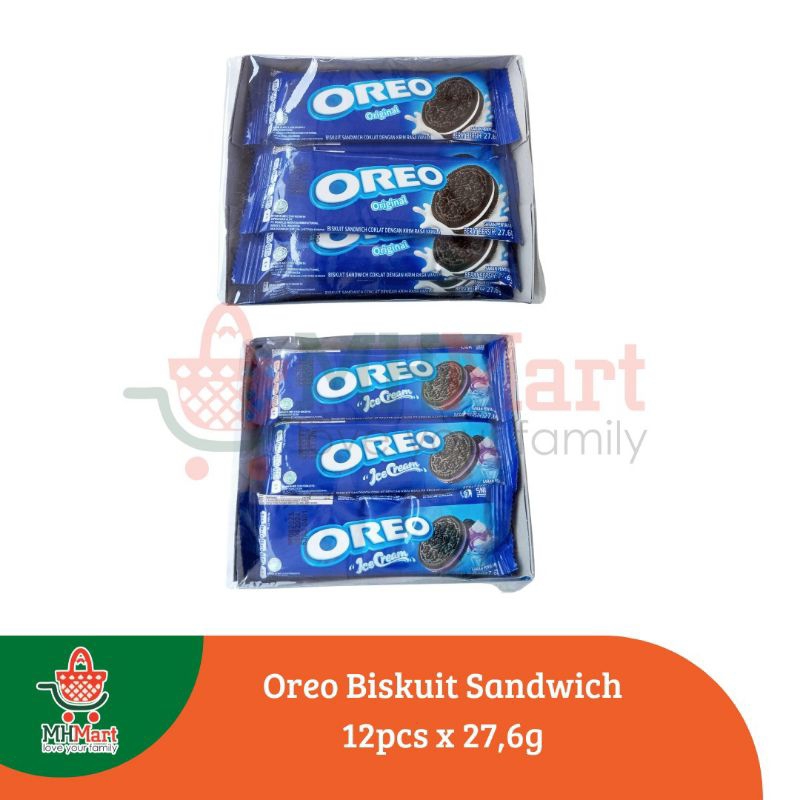 

Oreo Biskuit Sandwich Box Original dan Ice Cream 12pcs x 27,6gram