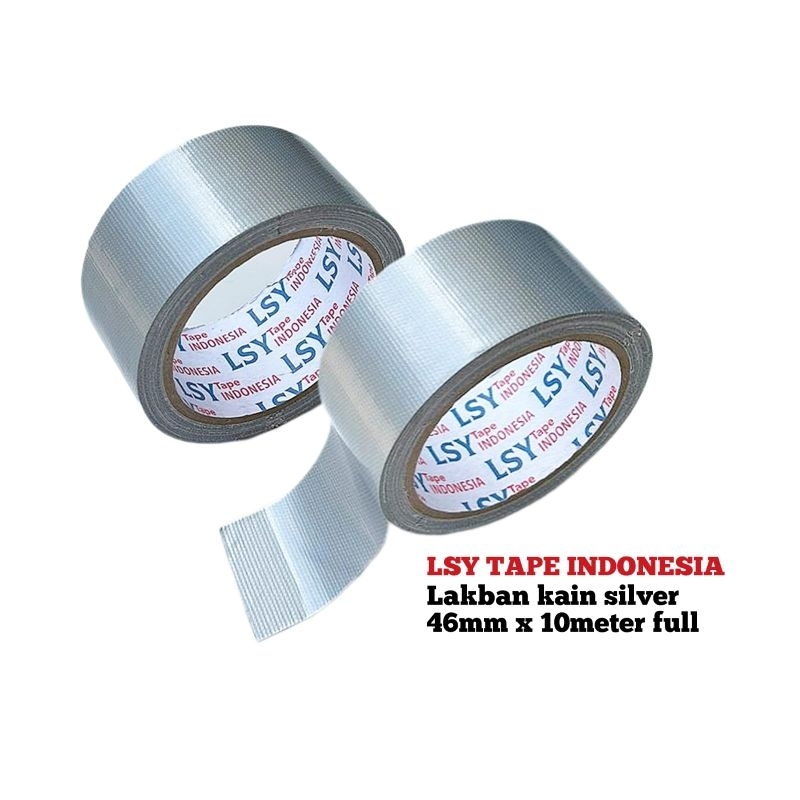 

lakban kain warna silver / cloth tape 46mm x 10meter full LSY TAPE INDONESIA ( CBM )