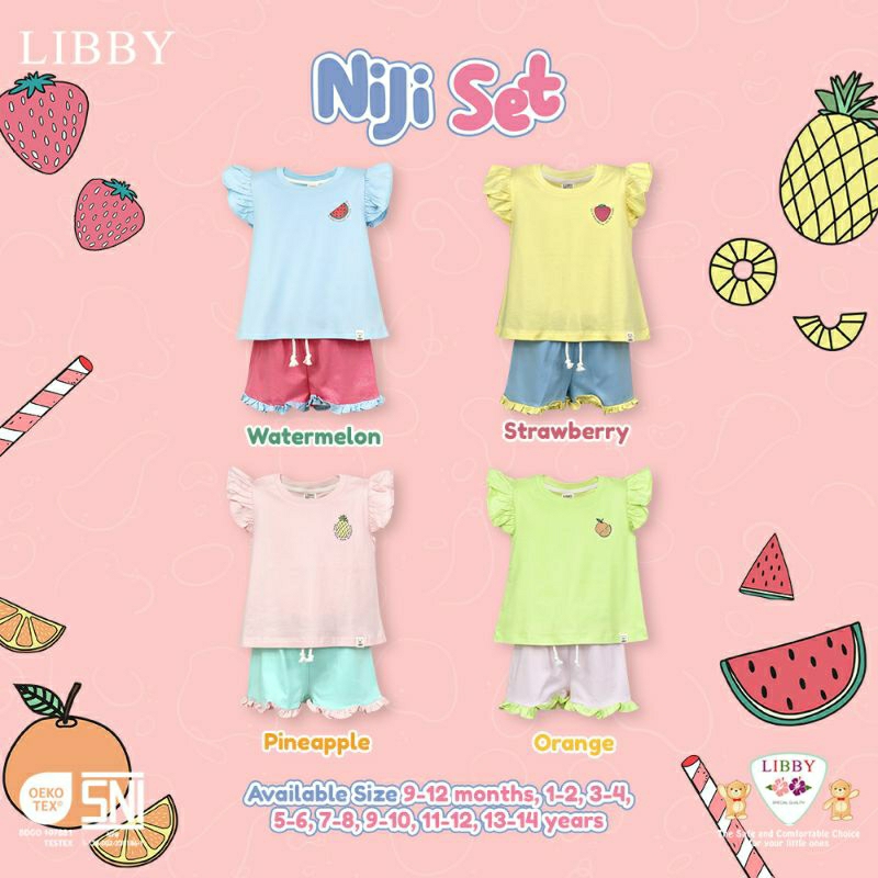Libby Earth Color Niji Set Oblong Pendek Celana Pendek Boy&Girl Series